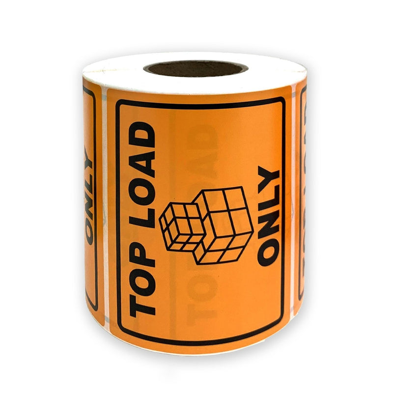 12 Rolls TOP LOAD ONLY Boxes Shipping Label  in Orange Warning Adhesive Sticker 100x75mm (500 Labels per Roll)