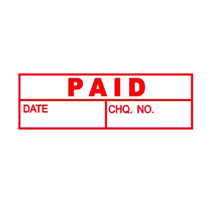 Deskmate Pre-Inked Office Stamp 'PAID (DATE & CHEQUE NO.)' RED - 0273470