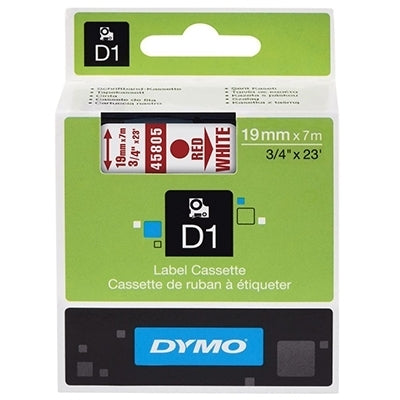 Dymo SD45805 / S0720850 Original 19mm Red Text on White Label Cassette - 7 meters