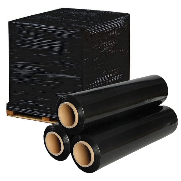 20 x Stretch Hand Pallet Wrap 500mm x 400M 25MIC Shrink Wrap - Black (75mm Core)