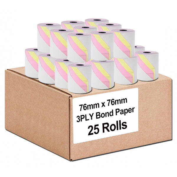 20 Rolls 76x76mm 3PLY Bond Paper Receipt Roll