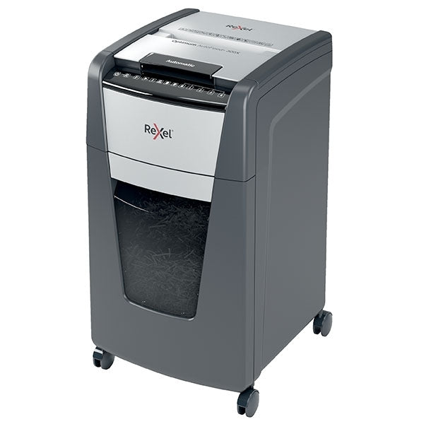 Rexel Optimum AutoFeed+ 300X Automatic 300-Sheet Cross Cut Paper Shredder Black 2020300XAU