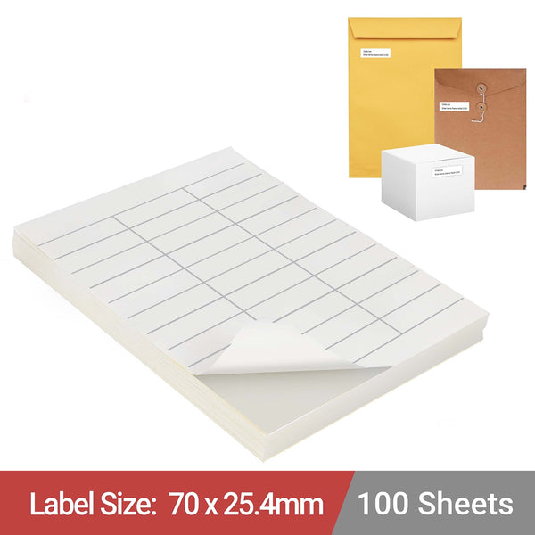 A4 White Self Adhesive Paper Address Mailing Laser Inkjet Sticker Labels 70 x 25.4mm - 33 Labels Per Sheet