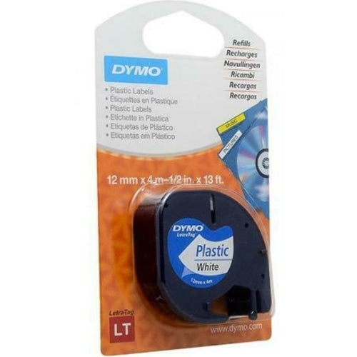 Dymo 91201 / 91331 Original 12mm x 4m Black on White LetraTag Label Plastic Tape