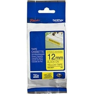 Brother TZe-S631 TZeS631 Original 12mm Black Text on Yellow Strong Adhesive Laminated Tape - 8 metres