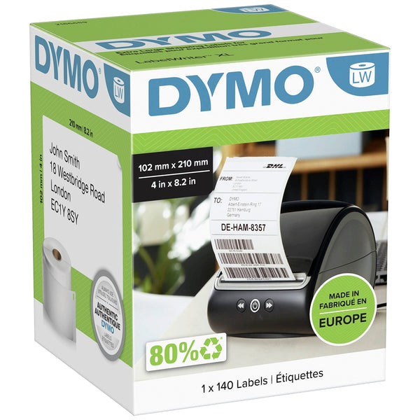 Dymo 2166659 Original White Label Roll 102mm x 210mm - 140 labels per roll