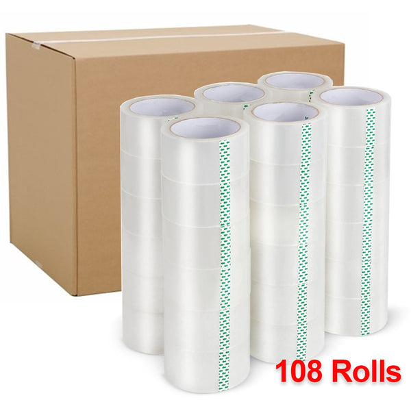 108 Rolls High Capacity Clear Packaging Tape 48mm x 100m Carton Sealing & Packing Tape