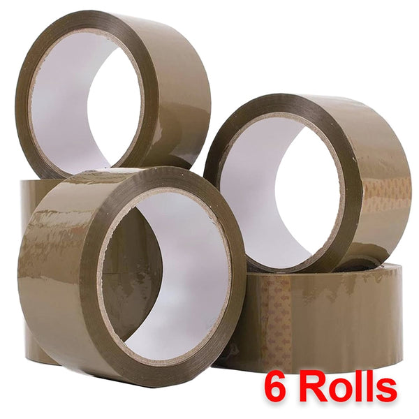 6 Rolls Brown Packaging Tape 48mm x 75m Carton Sealing & Packing Tape