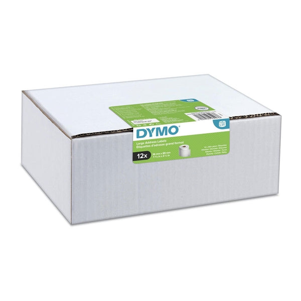 12 Rolls Dymo Single SD99012 / S0722400 Original White Label Roll 36mm x 89mm - 260 labels per roll (2093093)