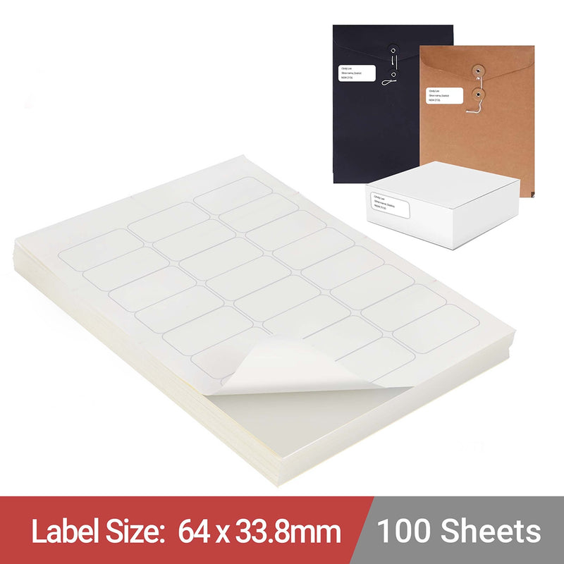 A4 White Self Adhesive Paper Address Mailing Laser Inkjet Sticker Labels 64 x 33.8mm - 24 Labels Per Sheet