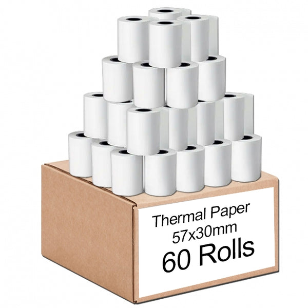 60 Rolls 57x30mm Thermal Paper EFTPOS Roll