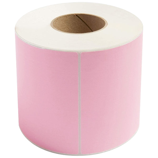 Perforated Direct Thermal Labels Pink 100mm X 150mm - 350 Labels per Roll