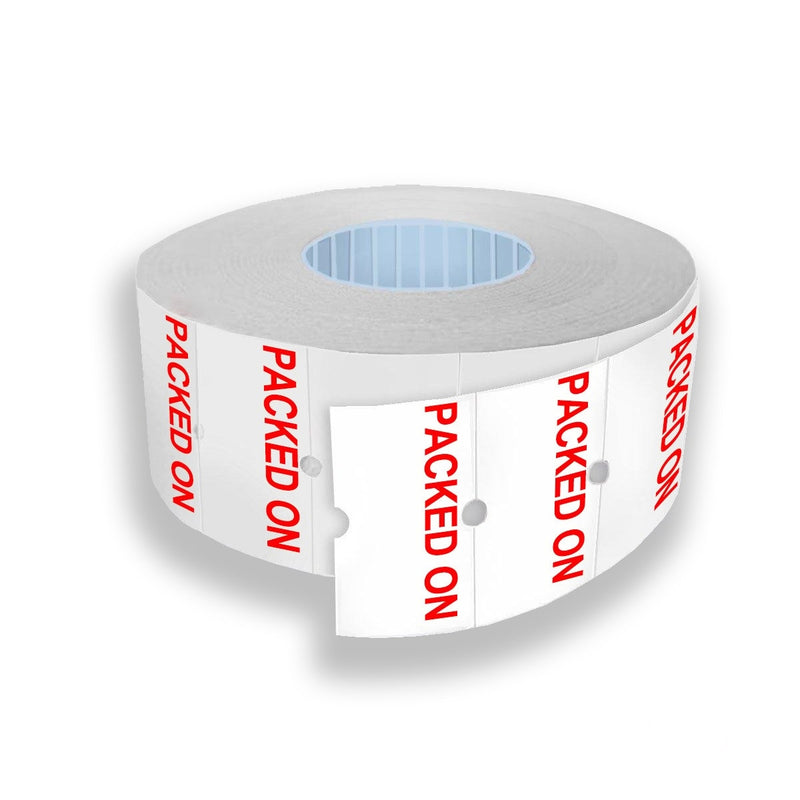 10 Rolls 'PACKED ON' Labels 21x12mm for Single Line Pricing Guns