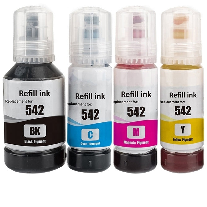 4-Pack Epson T542 Generic Ink Bottle Combo [BK+C+M+Y]