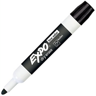 12x Expo Bullet Tip Whiteboard Marker - Black