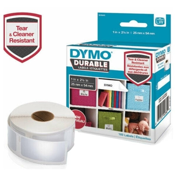 5 x Dymo SD1976411 Original Black On White Durable Label Roll 25mm x 54mm - 160 labels per roll