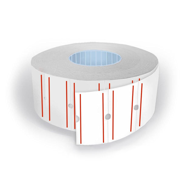 10 Rolls White Price Labels with Red Lines 21x12mm for Single Line Pricing Guns