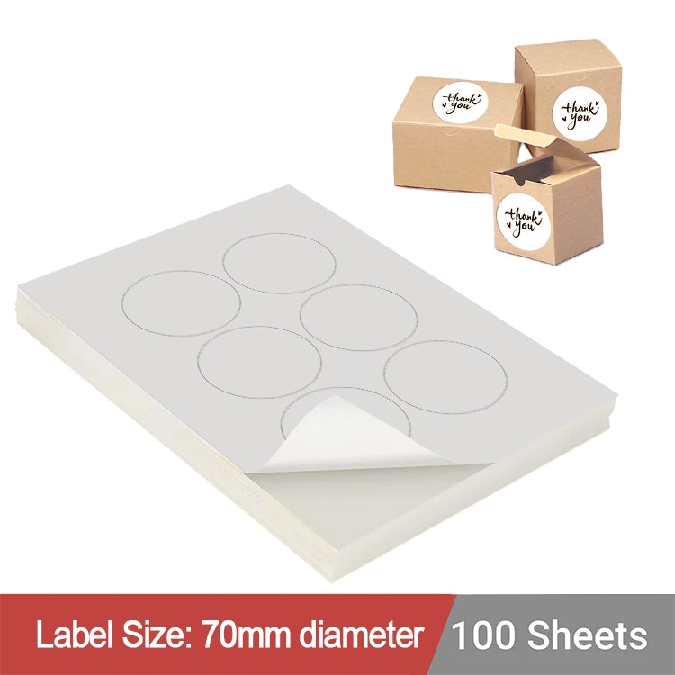 1000 Sheets A4 White Self Adhesive Paper Laser Inkjet Sticker Labels 70mm Round - 6 Labels Per Sheet