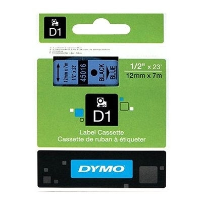 5 x Dymo SD45016 / S0720560 Original 12mm Black Text on Blue Label Cassette - 7 meters