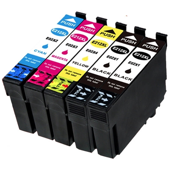 5 Pack Generic Epson 212XL (C13T02X192-C13T02X492) High Yield Ink Cartridges Combo [2BK,1C,1M,1Y]