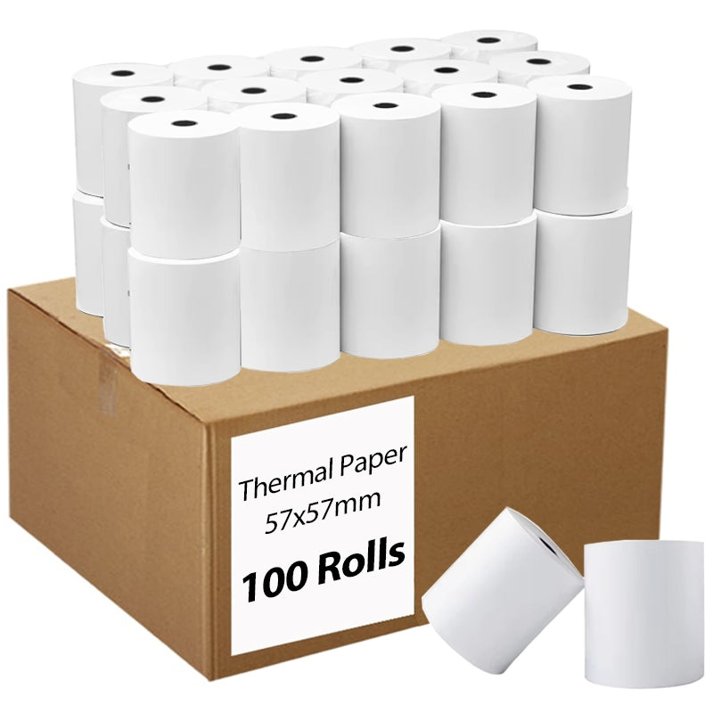 100 Bulk Rolls 57x57mm Thermal Paper EFTPOS Roll