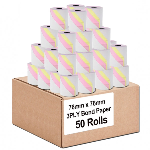 50 Rolls 76x76mm 3PLY Bond Paper Receipt Roll