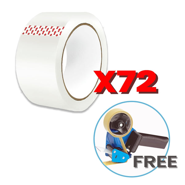 72 Rolls Clear Packaging Tape 48mm x 75m Carton Sealing & Packing Tape