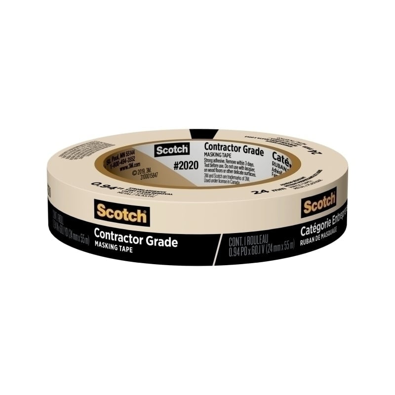 3M Scotch Contractor Grade Masking Tape Masking Tape 2020 24mm x 55m Beige Pack of 36