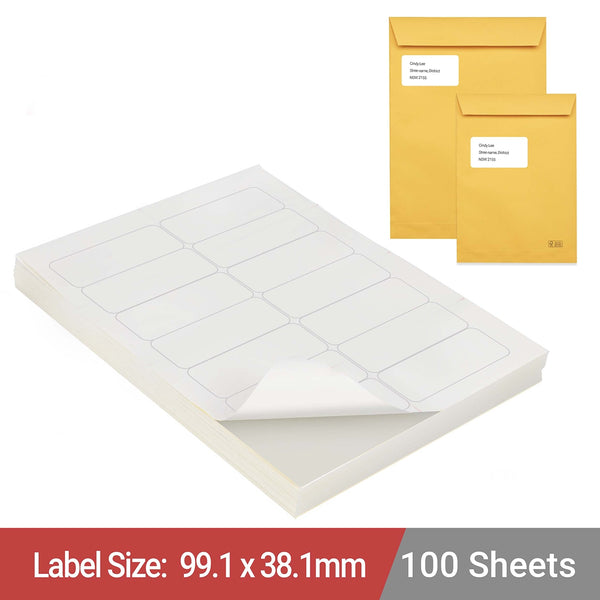 A4 White Self Adhesive Paper Address Mailing Laser Inkjet Sticker Labels 99.1 x 38.1mm - 14 Labels Per Sheet