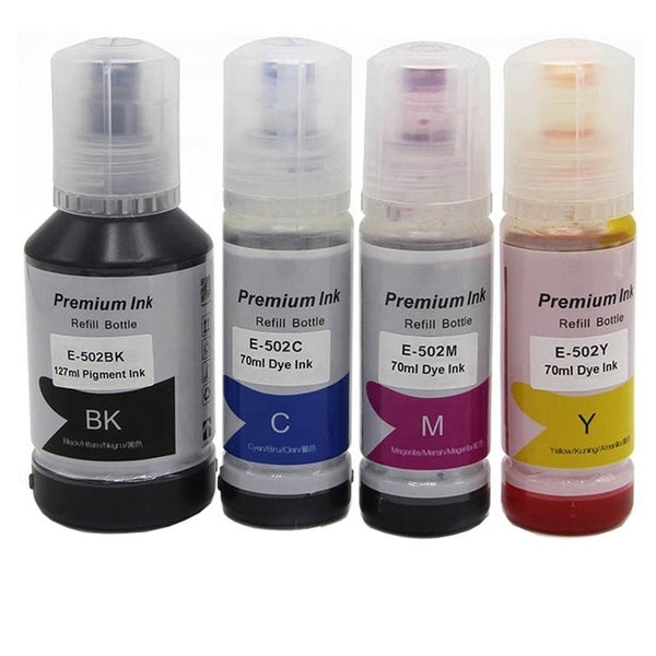 4-Pack Generic Epson T502 EcoTank Ink Bottles [BK+C+M+Y]