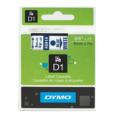 5 x Dymo SD40914 / S0720690 Original 9mm Blue Text on White Label Cassette - 7 meters