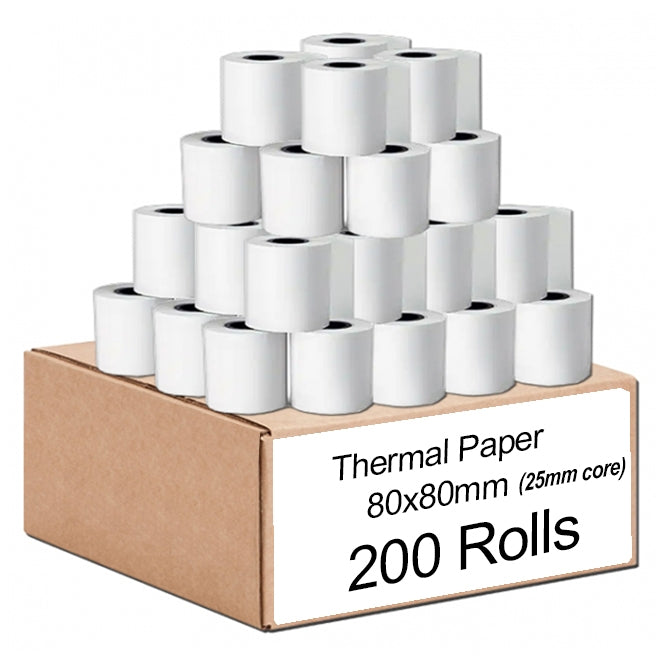 200 Bulk Rolls 80x80mm Thermal Paper Cash Register Receipt Roll (25mm Core)