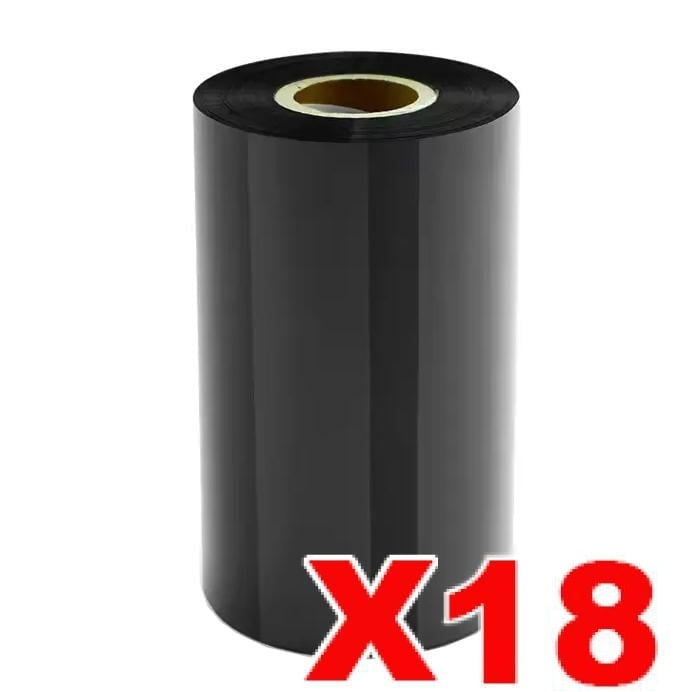 Wax Resin 55mm x 70m Thermal Transfer Black Ribbon for 2-Inch Thermal Transfer Printers - 18 Rolls