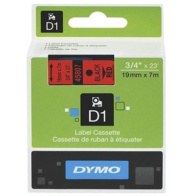 Dymo SD45807 / S0720870 Original 19mm Black Text on Red Label Cassette - 7 meters