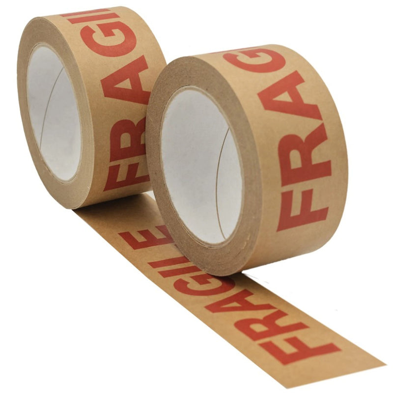 6 Rolls Kraft Brown Paper FRAGILE Adhesive Tape 48mm x 50m