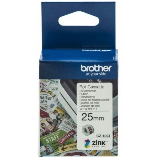 Brother CZ-1004 CZ1004 Original Full Colour Continuous Paper Label Roll Cassette 25mm x 5m