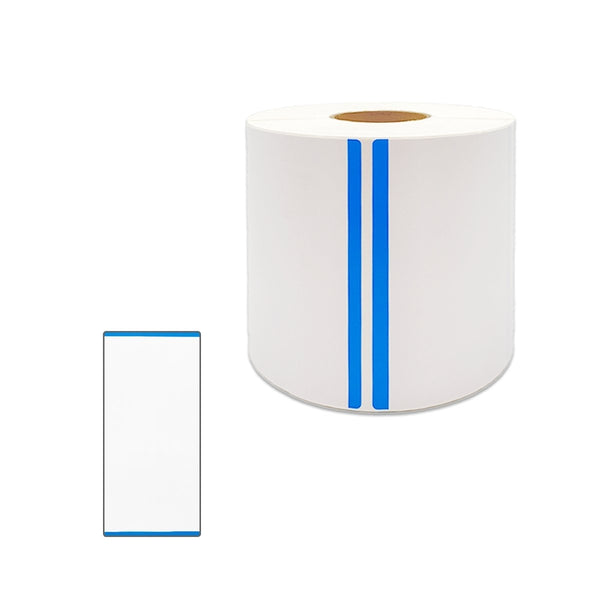 1 Roll Blue Stripe 100mm x 206mm Perforated Direct Thermal Labels - 300 Labels per Roll