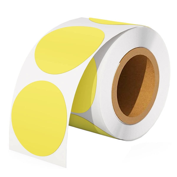 1 Roll 50.8mm Round Circle Direct Thermal Labels Yellow - 750 Labels per Roll