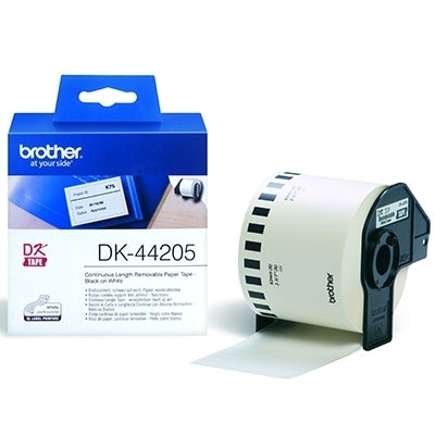 3 x Brother DK-44205 DK44205 Original Removable Black Text on White Continuous Paper Label Roll 62mm x 30.48m