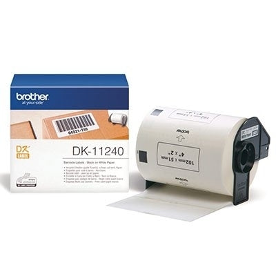 2 x Brother DK-11240 DK11240 Original Black Text on White 102mm x 51mm Die-Cut Paper Label Roll - 600 labels per roll