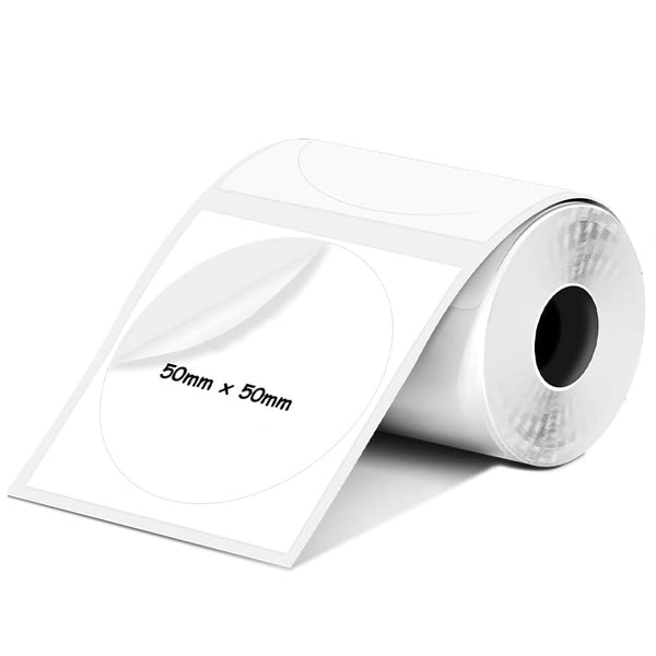 1 Roll Multi-purpose Thermal Labels Black on White Round 50mm for M110 Label Printer - 140 Labels per roll