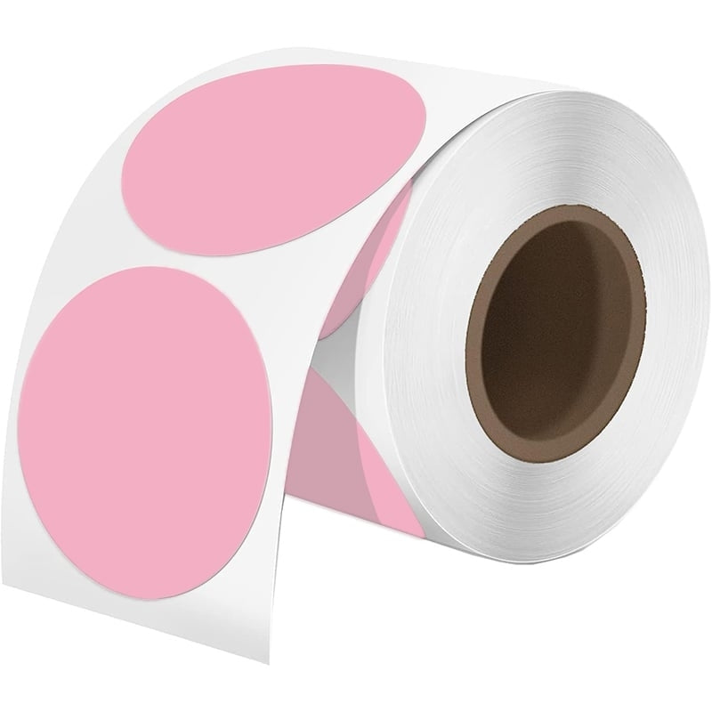 1 Roll 50.8mm Round Circle Direct Thermal Labels Pink - 750 Labels per Roll