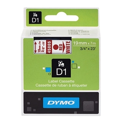 20 x Dymo SD45805 / S0720850 Original 19mm Red Text on White Label Cassette - 7 meters