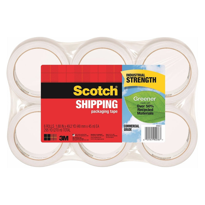 Scotch Commercial Grade Shipping Tape 3750G-6 48mm x 45m - Pack of 6 Rolls