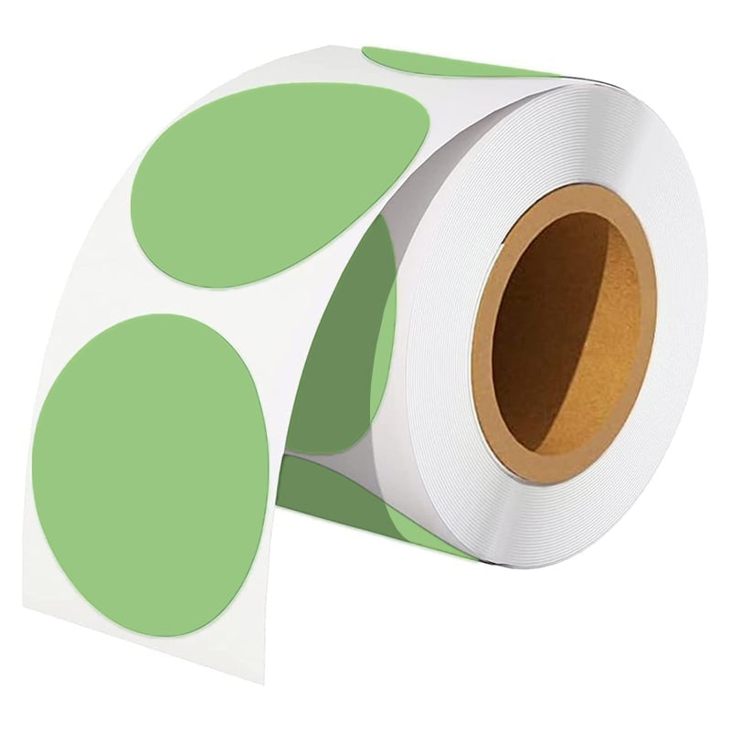 10 Rolls 50.8mm Round Circle Direct Thermal Labels Green - 750 Labels per Roll