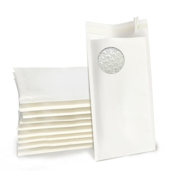 400PCS Bubble Mailer 120mm x 180mm (inner) Self-Sealed Padded Envelope Plain White Kraft Paper Mailing Bags