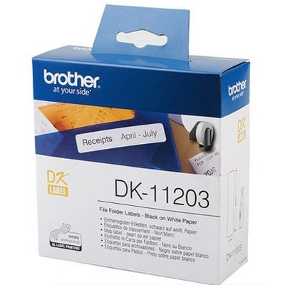 5 x Brother DK-11203 DK11203 Original Black Text on White Die-Cut Paper Label Roll 17mm x 87mm - 300 labels per roll