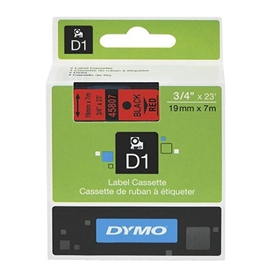 5 x Dymo SD45807 / S0720870 Original 19mm Black Text on Red Label Cassette - 7 meters