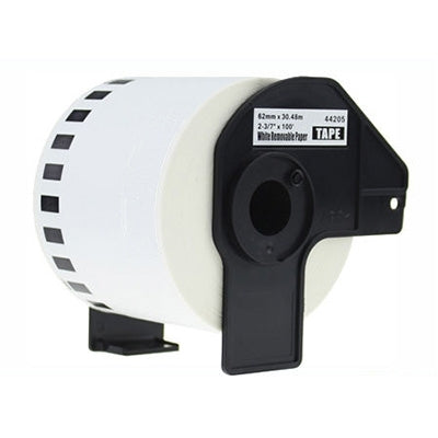 20 x Brother DK-44205 DK44205 Generic Removable Black Text on White Continuous Paper Label Roll 62mm x 30.48m