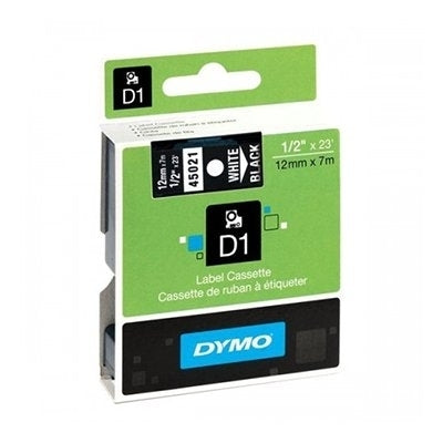 5 x Dymo SD45021 / S0720610 Original 12mm White Text on Black Label Cassette - 7 meters